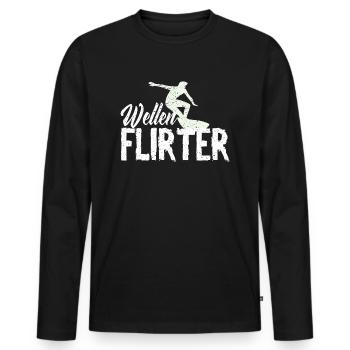Surfen Wellenflirten Wellenreiter Surfer Surfboard - Männer Premium Bio Langarmshirt - Schwarz - Vorne - Nico (187cm)