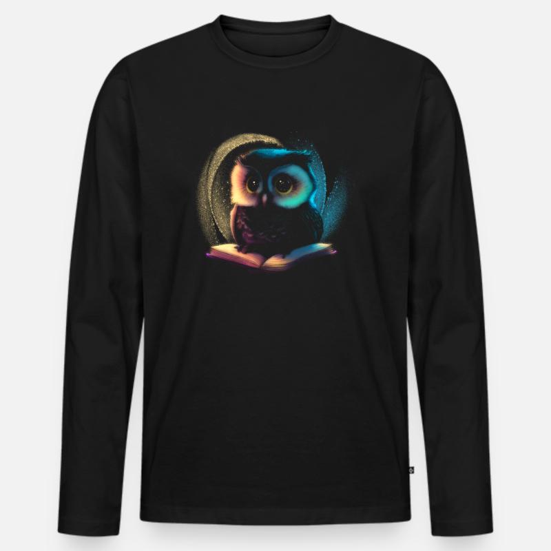 niedliche Tiereule - Männer Premium Bio Langarmshirt - Schwarz