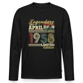 Avril 1958 Naissance Anniversaire Vintage Rétro - T-shirt manches longues Premium bio Homme - noir - Devant - Nico (187cm)