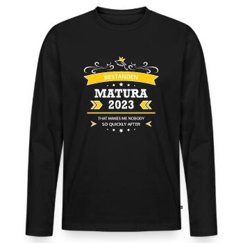 Matura 2023 lustige Sprüche bestanden Englisch Gag - Männer Premium Bio Langarmshirt - Schwarz - Vorne - Nico (187cm)