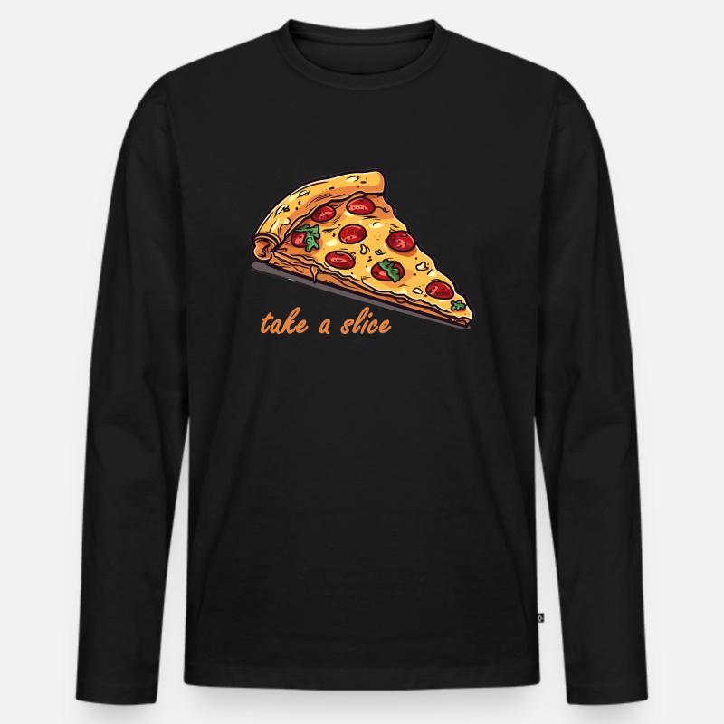 Liebe zur Pizza - Männer Premium Bio Langarmshirt - Schwarz