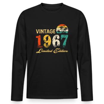 Vintage 1967 Limited Edition Made In 1967 Birthday - Men's Premium Organic Long Sleeve Shirt - black - Front - Nico (187cm)