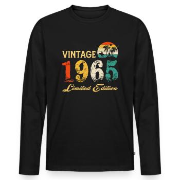Vintage 1965 Limited Edition Born In 1965 Birthday - Men's Premium Organic Long Sleeve Shirt - black - Front - Nico (187cm)