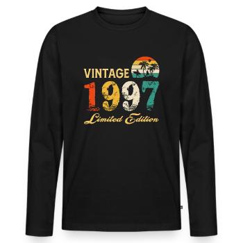 Vintage 1997 Limited Edition Made In 1997 Birthday - Men's Premium Organic Long Sleeve Shirt - black - Front - Nico (187cm)