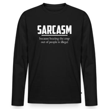 SARKASMUS - Männer Premium Bio Langarmshirt - Schwarz - Vorne - Nico (187cm)