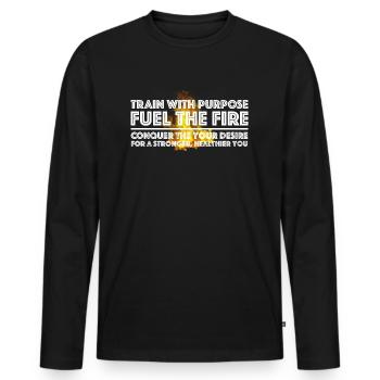 Entraînez-vous de manière ciblée et allumez le feu | Aptitude - T-shirt manches longues Premium bio Homme - noir - Devant - Nico (187cm)