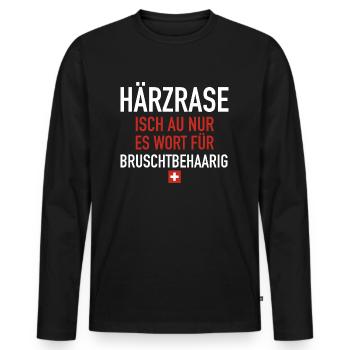 Härzrase | lustige Sprüche, Sprichwort, Fondue - Männer Premium Bio Langarmshirt - Schwarz - Vorne - Nico (187cm)