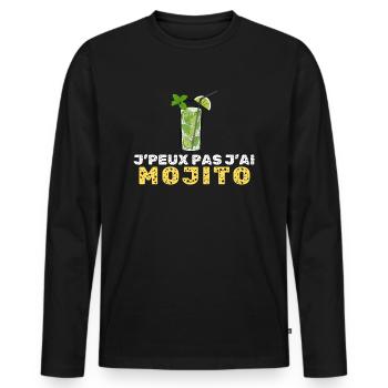 Je peux pas mojito - T-shirt manches longues Premium bio Homme - noir - Devant - Nico (187cm)