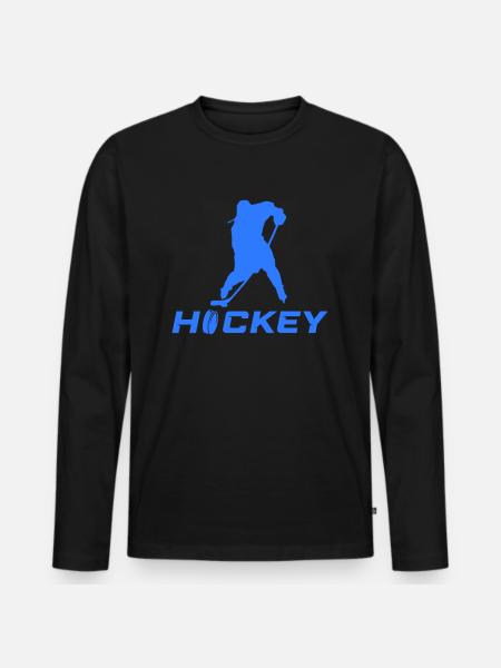 eishockey spieler - Männer Premium Bio Langarmshirt - Schwarz