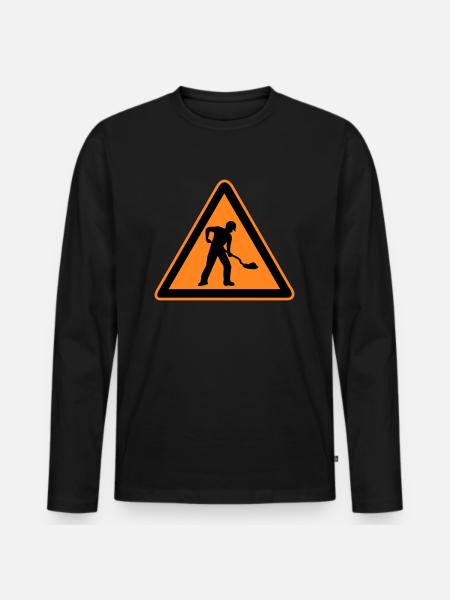 Sign road construction construction site - Men's Premium Organic Long Sleeve Shirt - black