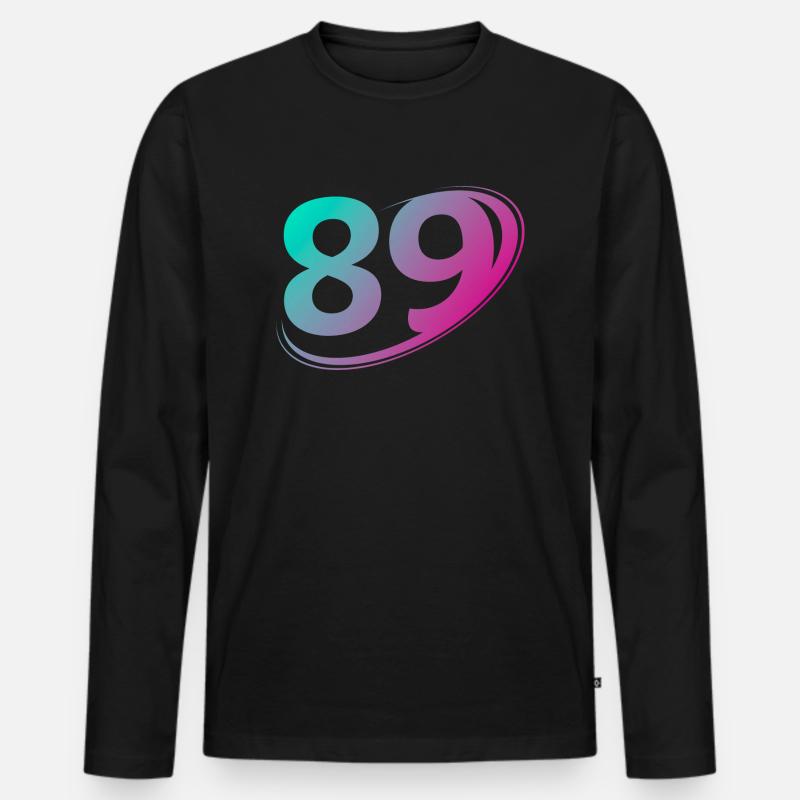 Nummer 89 mehrfarbig - Männer Premium Bio Langarmshirt - Schwarz