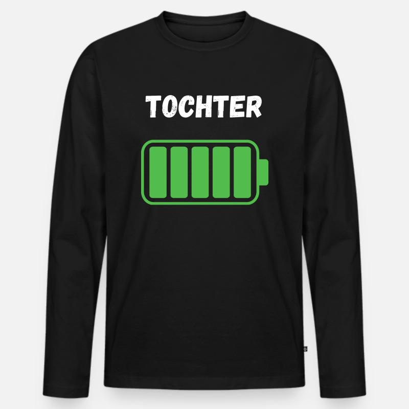 Tochter - Voller Akku - Männer Premium Bio Langarmshirt - Schwarz