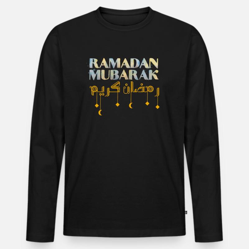Ramadan Mubarak - Männer Premium Bio Langarmshirt - Schwarz