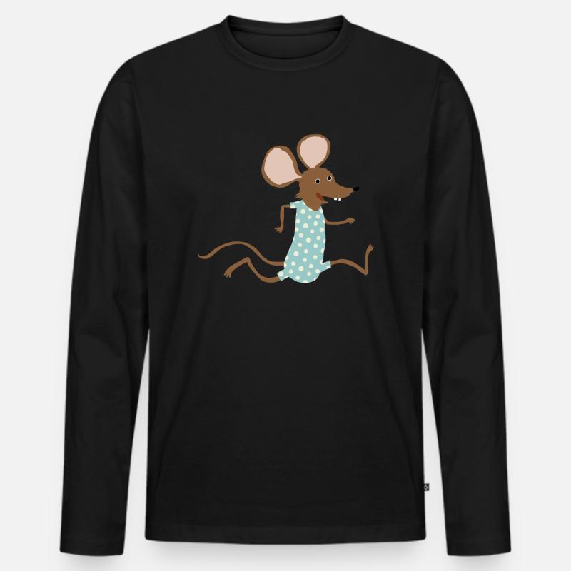 Maus geht baden - Männer Premium Bio Langarmshirt - Schwarz