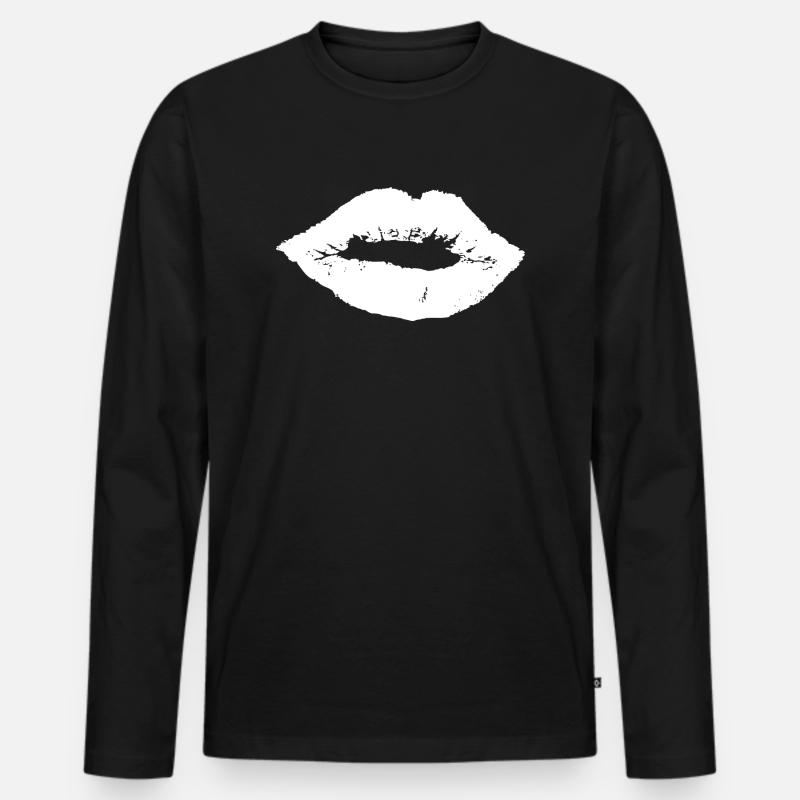 Lippen - Männer Premium Bio Langarmshirt - Schwarz