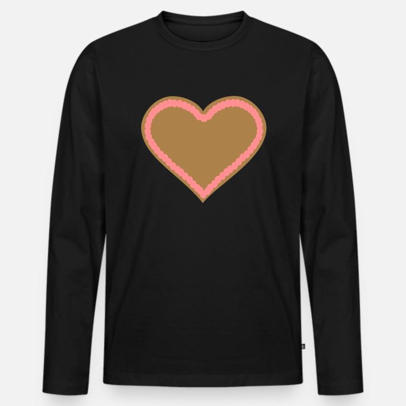 Lebkuchenherz - Männer Premium Bio Langarmshirt - Schwarz