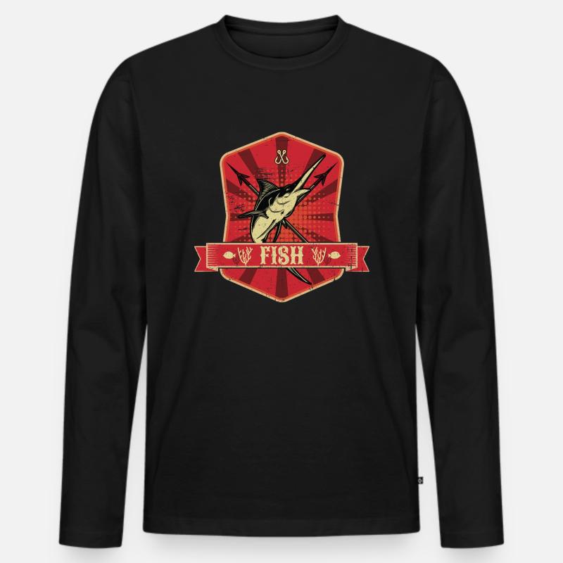 Fischen Propaganda - Männer Premium Bio Langarmshirt - Schwarz