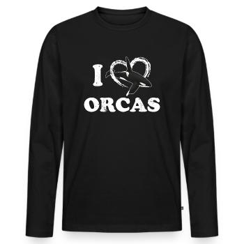 Idée cadeau baleine orque baleine orque - T-shirt manches longues Premium bio Homme - noir - Devant - Nico (187cm)