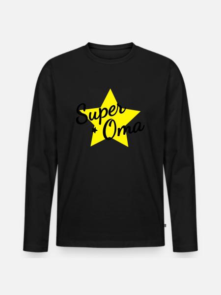 Super Oma - Männer Premium Bio Langarmshirt - Schwarz
