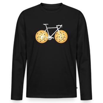 Pizza vélo pizza pizza drôle - T-shirt manches longues Premium bio Homme - noir - Devant - Nico (187cm)