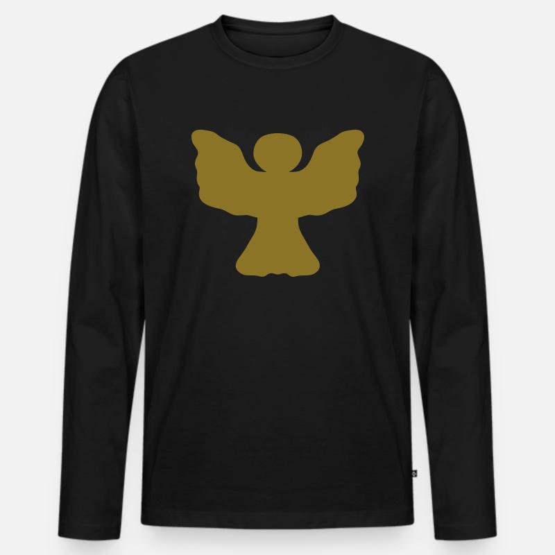 Engel - vollflächig - Männer Premium Bio Langarmshirt - Schwarz