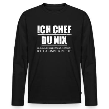 Chef - Männer Premium Bio Langarmshirt - Schwarz - Vorne - Nico (187cm)