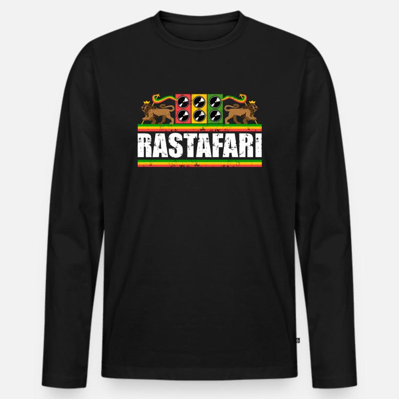 Reggae Rastafari - Männer Premium Bio Langarmshirt - Schwarz
