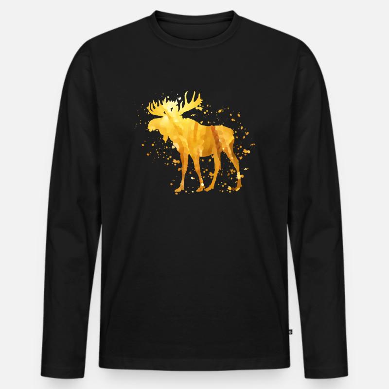 Schöner Elch - Männer Premium Bio Langarmshirt - Schwarz