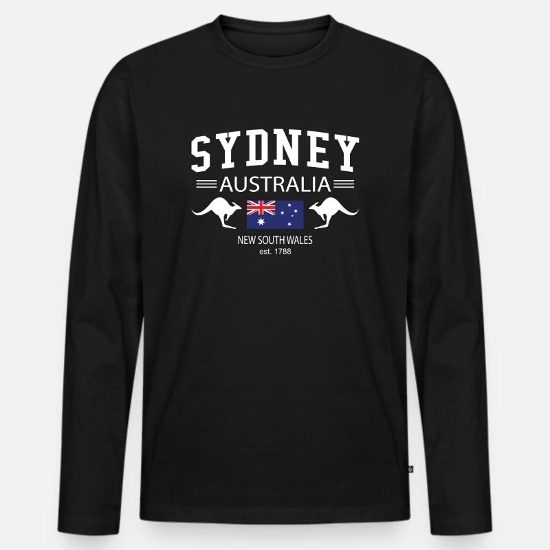 Sydney - Männer Premium Bio Langarmshirt - Schwarz
