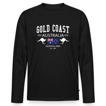 Gold Coast - Männer Premium Bio Langarmshirt - Schwarz - Vorne - Nico (187cm)