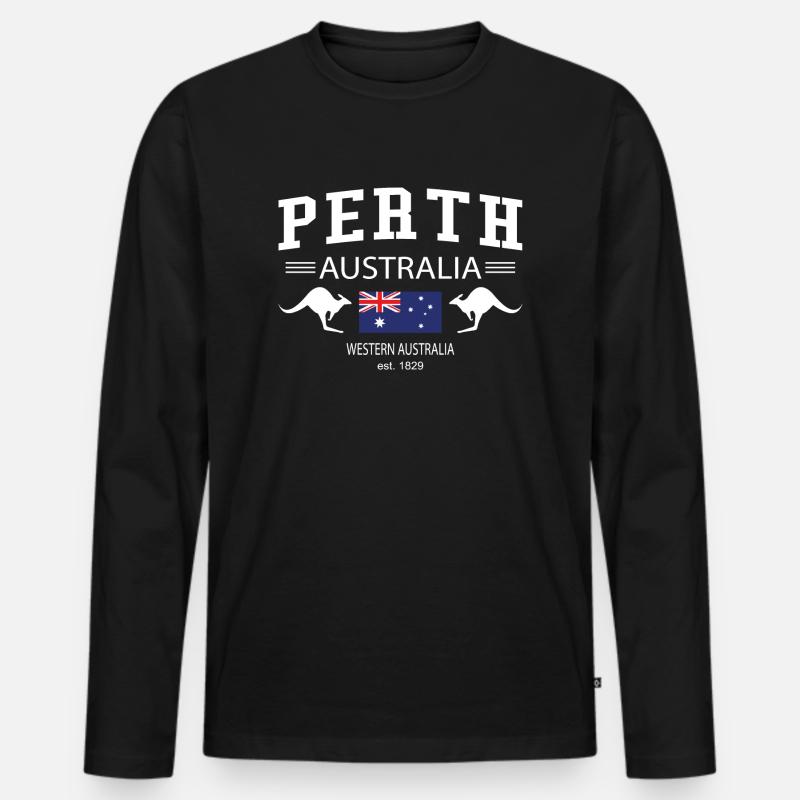 Perth - Männer Premium Bio Langarmshirt - Schwarz