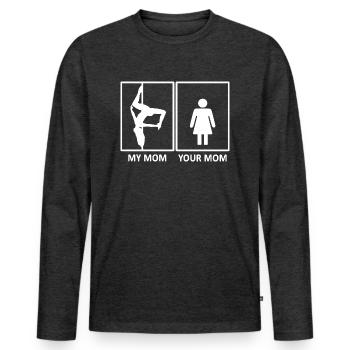 mymomyourmom white - Men's Premium Organic Long Sleeve Shirt - heather anthracite - Front - Nico (187cm)