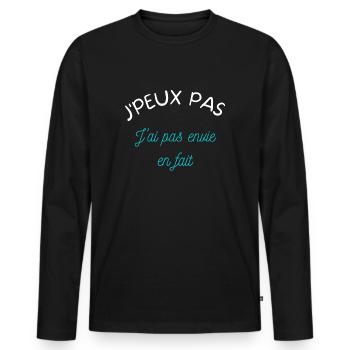 J peux pas j'ai pas envie en fait - T-shirt manches longues Premium bio Homme - noir - Devant - Nico (187cm)