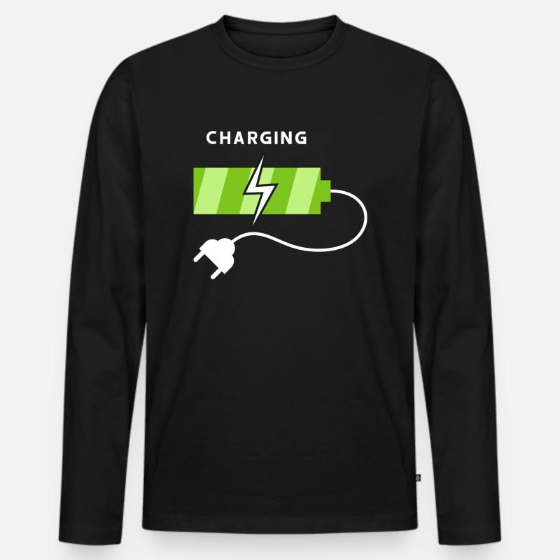 Charging Energy - Männer Premium Bio Langarmshirt - Schwarz