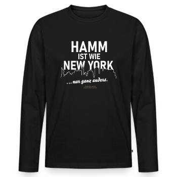 Hamm - Männer Premium Bio Langarmshirt - Schwarz - Vorne - Nico (187cm)