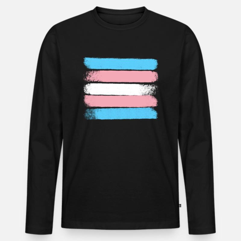 Trans Pride Strokes - Männer Premium Bio Langarmshirt - Schwarz