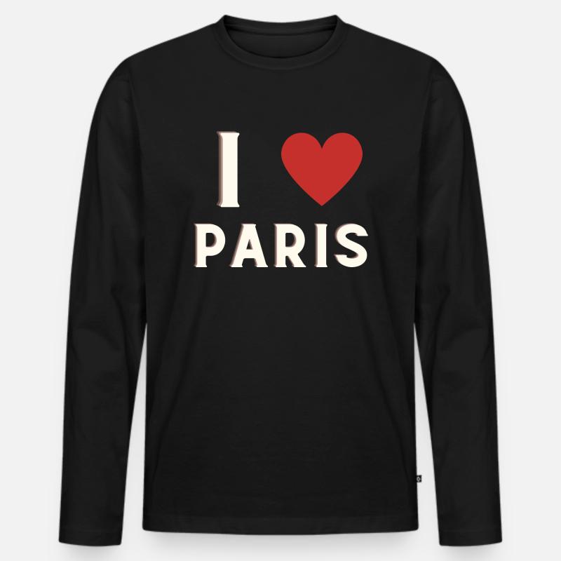 I love Paris - Männer Premium Bio Langarmshirt - Schwarz