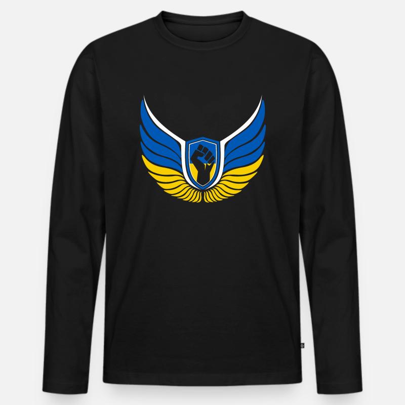 Ukraine Logo - Männer Premium Bio Langarmshirt - Schwarz