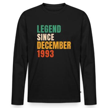 Legend Since December 1993 Geschenkidee Geburtstag - Männer Premium Bio Langarmshirt - Schwarz - Vorne - Nico (187cm)