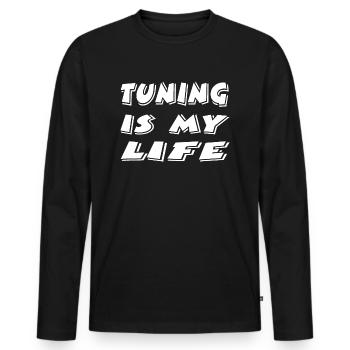 Tuning - Männer Premium Bio Langarmshirt - Schwarz - Vorne - Nico (187cm)