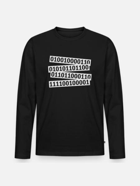 Binary Code Program Language - Men's Premium Organic Long Sleeve Shirt - black