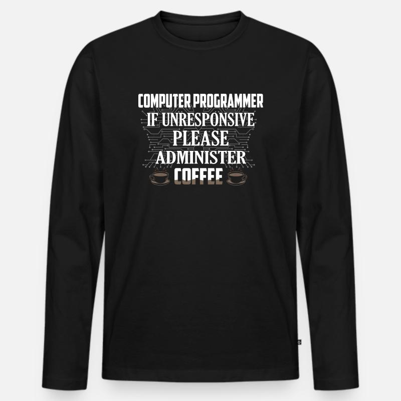 Computer Programmer Coding Software - Men's Premium Organic Long Sleeve Shirt - black
