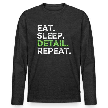 Manger Sommeil Détail Répéter - T-shirt manches longues Premium bio Homme - anthracite chiné - Devant - Nico (187cm)