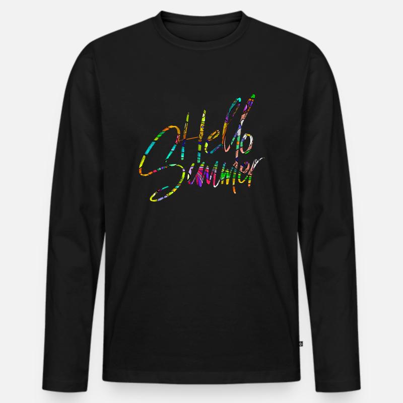 Hello Summer - Männer Premium Bio Langarmshirt - Schwarz