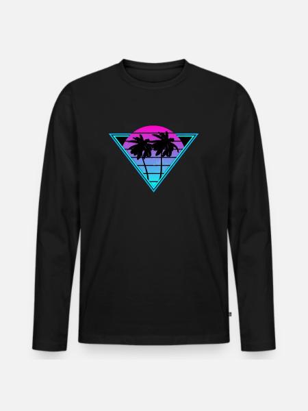 Retro Palm Trees - Men's Premium Organic Long Sleeve Shirt - black