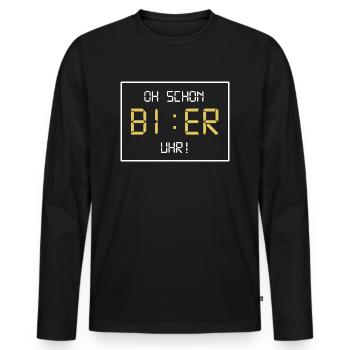 oh schon bier uhr - Männer Premium Bio Langarmshirt - Schwarz - Vorne - Nico (187cm)