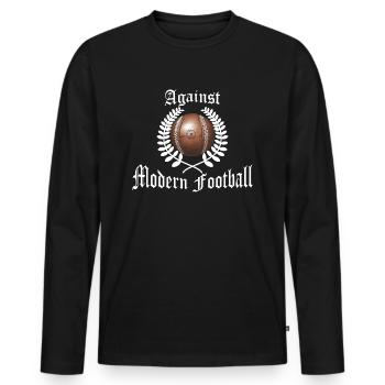 Against modern Football - gegen modernen Fussball - Men's Premium Organic Long Sleeve Shirt - black - Front - Nico (187cm)