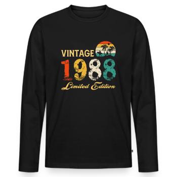 Vintage 1988 Limited Edition Made in 1988 Geburtstag - Männer Premium Bio Langarmshirt - Schwarz - Vorne - Nico (187cm)