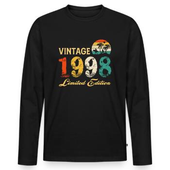 Vintage 1998 Limited Edition Made In 1998 Birthday - Men's Premium Organic Long Sleeve Shirt - black - Front - Nico (187cm)