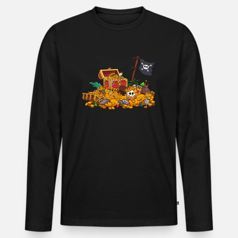 Cartoon-Schatz - Männer Premium Bio Langarmshirt - Schwarz